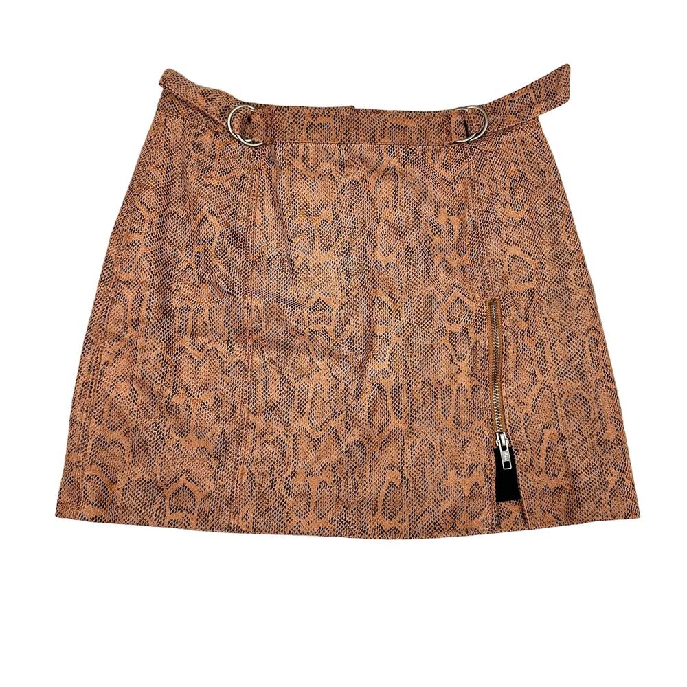 Free People Size 2 Womens Tan‎ Brown Midnight Magic Mini Skirt Snake Print